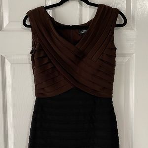 Dark chocolate and black body con cocktail dress, size 8
